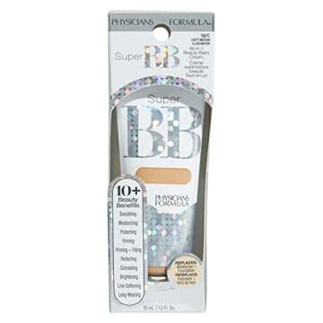 Physicians Formula Super BB Cream. All in 1 Tinted Beauty Balm Foundation Cream, Sheer Moisturizing Coverage, Cruelty Free Light/Medium