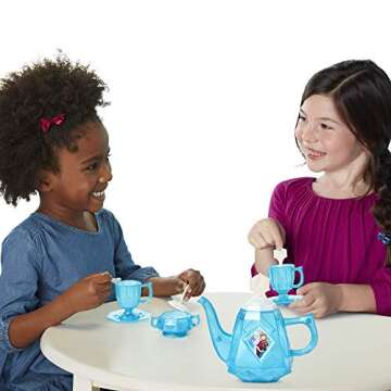 Disney Frozen Tea Set for Girls - 10 Piece Tea Party Set - Pretend Tea Time Play Kitchen Toy, Blue