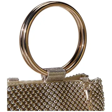 Jessica McClintock Gwen Ball Mesh Wristlet Clutch Gold