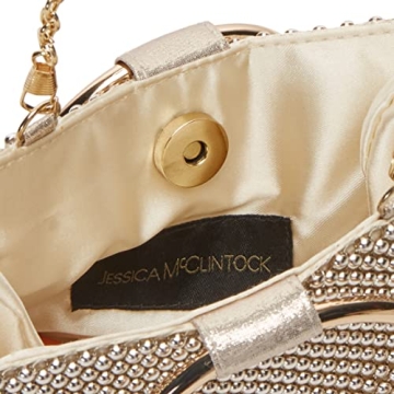 Jessica McClintock Gwen Ball Mesh Wristlet Clutch Gold