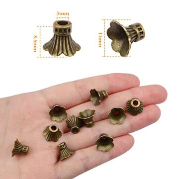 Hmjpng 100pcs Vintage Bronze Flower Bead Caps Tibetan Alloy Tassel End Caps Spacer Bead End Caps Covers Accessories for DIY Earrings Bracelet Jewelry Craft Making