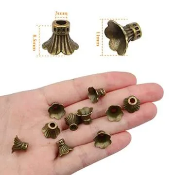 Hmjpng 100pcs Vintage Bronze Flower Bead Caps Tibetan Alloy Tassel End Caps Spacer Bead End Caps Covers Accessories for DIY Earrings Bracelet Jewelry Craft Making