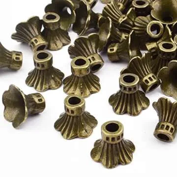 Hmjpng 100pcs Vintage Bronze Flower Bead Caps Tibetan Alloy Tassel End Caps Spacer Bead End Caps Covers Accessories for DIY Earrings Bracelet Jewelry Craft Making