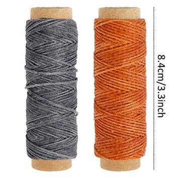 JANYUN 792 Yards 24 Colors Leather Sewing Waxed Flat Cord Thread for Leather Craft DIY Supplies,Each...