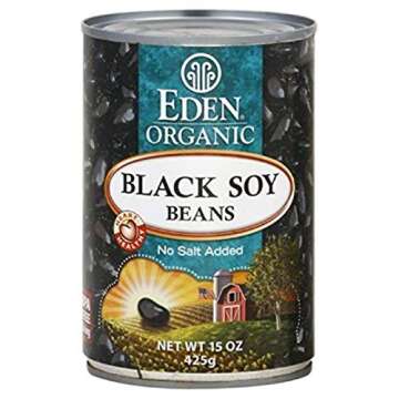 Eden Organic Black Soybeans, 15 oz Can (6-Pack), Complete Protein, No Salt Added, Non-GMO, Gluten Free, U.S. Grown, Heat and Serve, Macrobiotic, Soy Beans