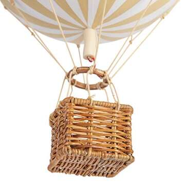 Authentic Models, Travels Light Air Balloon, Hanging Home Decor - 11.80 Inch Height, Historic Hot Air Balloon Model for Home Decor, Detailed Vintage Decorations to Hang from Ceiling - White/Ivory