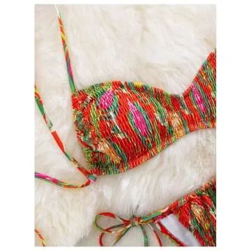 MakeMeChic Women's Floral V Neck Two Piece Bikini Set