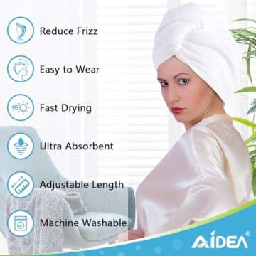 AIDEA Microfiber Hair Towel Wrap, 5 Pack Hair Turbans, Super Absorbent Quick Dry Hair Towel Wrap for All Hair Types Anti Frizz, Hair Accessories for Women, 26"×10"