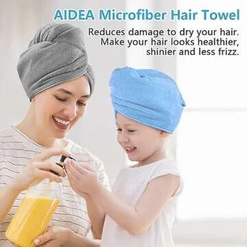 AIDEA Microfiber Hair Towel Wrap, 5 Pack Hair Turbans, Super Absorbent Quick Dry Hair Towel Wrap for All Hair Types Anti Frizz, Hair Accessories for Women, 26"×10"
