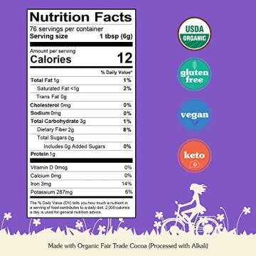 NuNaturals Organic Dutch-Process Cocoa Powder for Baking