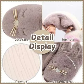 Caramella Bubble Bunny Slippers for Women Fuzzy Cute Animal Memory Foam House Rabbit Slippers Indoor Outdoor