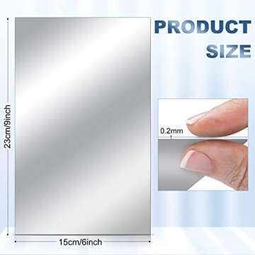 Tuanse 80 Piece Flexible Plastic Mirror Sheets for Home Decoration, Wall Mount, Rectangular, 9 x 6 I...