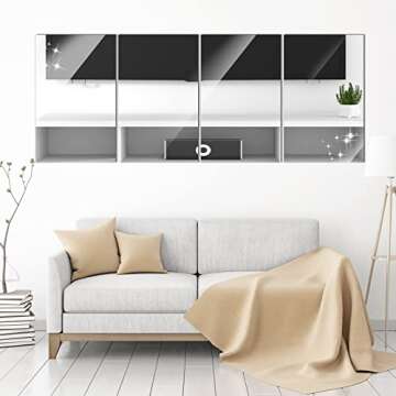 Tuanse 80 Piece Flexible Plastic Mirror Sheets for Home Decoration, Wall Mount, Rectangular, 9 x 6 Inch