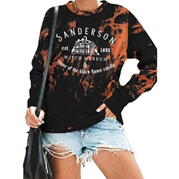 YI XIANG RAN Halloween Sweatshirt Sanderson Sisters Shirts Tops Women Funny Pullover Long Sleeve Gra...
