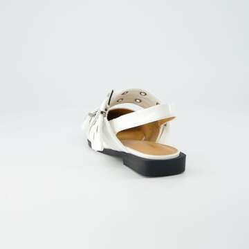 CUSHIONAIRE Women's Wander Pointy Toe Mary Jane Flat +Memory Foam, Wide Widths Available, White 7.5