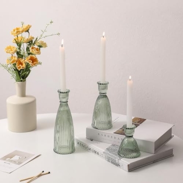 Elegant Joyfice Vertical Stripe Candlestick Holders Set