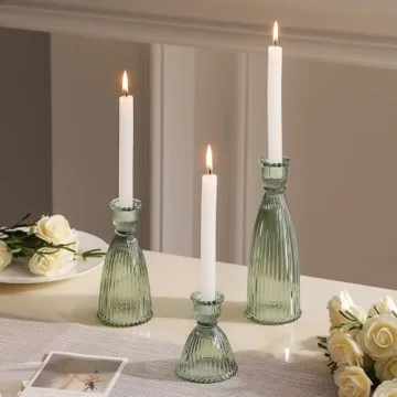 Elegant Joyfice Vertical Stripe Candlestick Holders Set