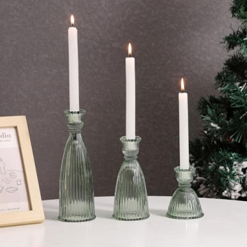 Elegant Joyfice Vertical Stripe Candlestick Holders Set