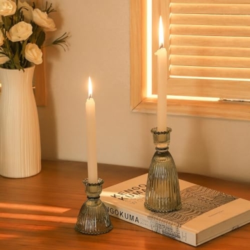 Elegant Joyfice Vertical Stripe Candlestick Holders Set