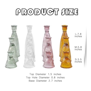 Elegant Joyfice Vertical Stripe Candlestick Holders Set