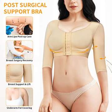 CYDREAM Women Arm Shaper Tops Slimmer Compression Sleeves Post Surgery Posture Corrector Tank Top (Small, Beige)