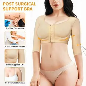 CYDREAM Women Arm Shaper Tops Slimmer Compression Sleeves Post Surgery Posture Corrector Tank Top (Small, Beige)