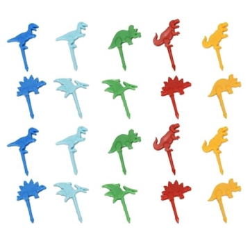★POLARIS★ Fun Dinosaur Food Picks for Kids' Lunch Boxes (20 pcs)