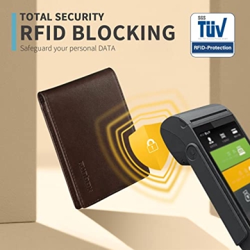 RUNBOX Men's Leather RFID Wallet with Gift Box