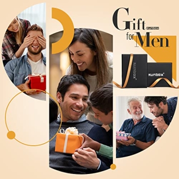 RUNBOX Men's Leather RFID Wallet with Gift Box