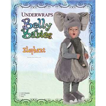 Underwraps Toddler's Elephant Plush Belly Babies Costume, Grey, Medium