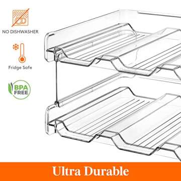 Lifewit Stackable Water Bottle Organizer for Cabinet, Water Bottle Holder, Kitchen Pantry Organization and Storage, Plastic Fridge Wine Racks, Tumbler Travel Mug Cup Holder, 6Pack, Hold 18 Bottles