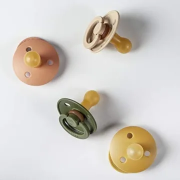 Bibs Natural Rubber Baby Pacifier | 0-6 Months, 4-Pack