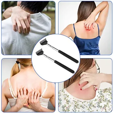 2 Pack Portable Extendable Back Scratcher, Kuvvfe Stainless Steel Telescoping Back Scratcher with Beautiful Present Packaging