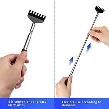 2 Pack Portable Extendable Back Scratcher, Kuvvfe Stainless Steel Telescoping Back Scratcher with Beautiful Present Packaging