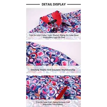 Oxycute Mens Printed Dress Shirts Wrinkle Free Regular Fit Long Sleeve Casual Button Down Shirt(Red,XXLarge)