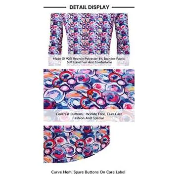 Oxycute Mens Printed Dress Shirts Wrinkle Free Regular Fit Long Sleeve Casual Button Down Shirt(Red,XXLarge)