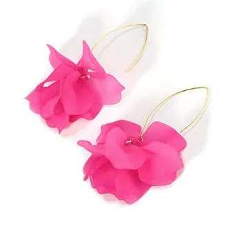 KELMALL Boho Flower Hoop Earrings for Women - Lightweight Bloom Petal Drop Dangle Earrings with Jewelry Box
