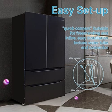 Smad 36" French Door Refrigerator with Ice Maker 22.5 Cu.Ft Counterdepth Refrigerator Bottom Freezer, Automatic Defrost, Humidity Controlled, Fingerprint-Proof Black Stainless Steel