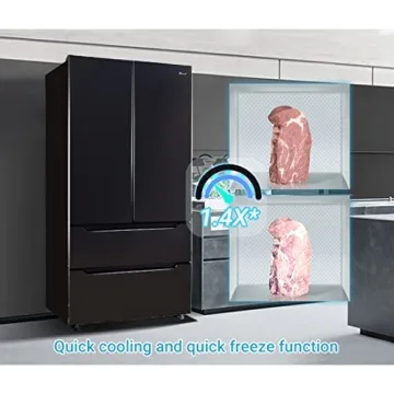 Smad 36" French Door Refrigerator with Ice Maker 22.5 Cu.Ft Counterdepth Refrigerator Bottom Freezer, Automatic Defrost, Humidity Controlled, Fingerprint-Proof Black Stainless Steel