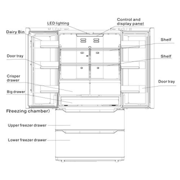 Smad 36" French Door Refrigerator with Ice Maker 22.5 Cu.Ft Counterdepth Refrigerator Bottom Freezer, Automatic Defrost, Humidity Controlled, Fingerprint-Proof Black Stainless Steel