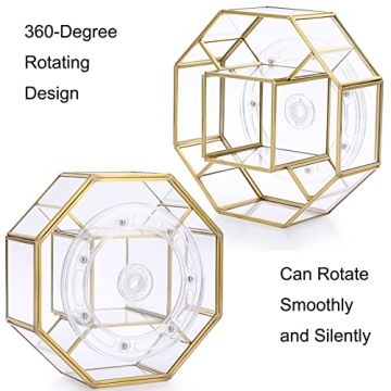 Hipiwe Rotating Glass Makeup Organizer - 5 Slots Gold