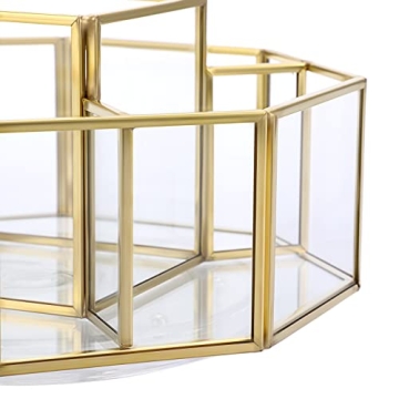 Hipiwe Rotating Glass Makeup Organizer - 5 Slots Gold