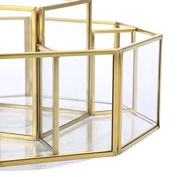 Hipiwe Rotating Glass Makeup Organizer - 5 Slots Gold