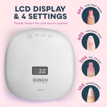 SUNUV SUN4 48W UV LED Nail Lamp, UV Light for Nails, LED UV Lamp for Gel Nails with 4 Timer Settings, Nail Dryer for Gel Polish for Home Salon Black