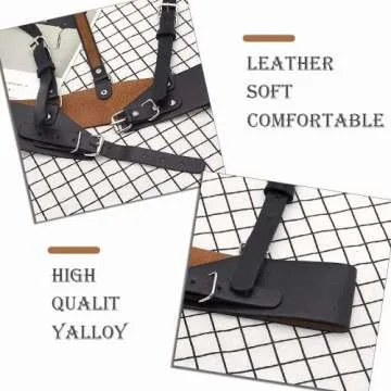 HLJA Waist Punk Harness Belt Fashion Body Chain Black Leather Goth Rave Adjustable Body Corset Accessories for Women and Girls Leather Black for Party,Cosplay,Dating