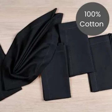 Linen Hub 12-Pack Hemstitch Cloth Dinner Napkins - 100% Cotton