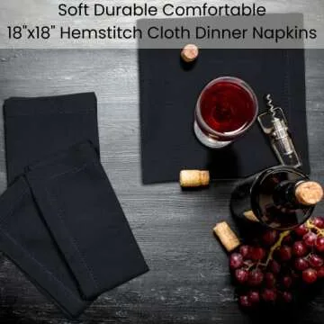 Linen Hub 12-Pack Hemstitch Cloth Dinner Napkins - 100% Cotton