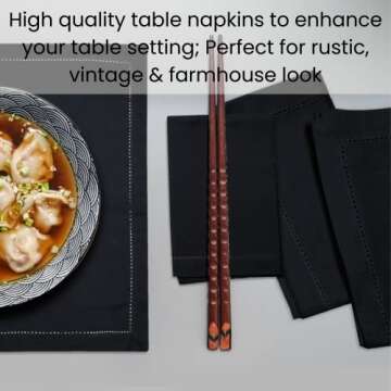 Linen Hub 12-Pack Hemstitch Cloth Dinner Napkins - 100% Cotton