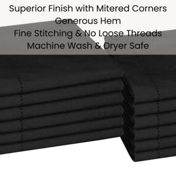 Linen Hub 12-Pack Hemstitch Cloth Dinner Napkins - 100% Cotton