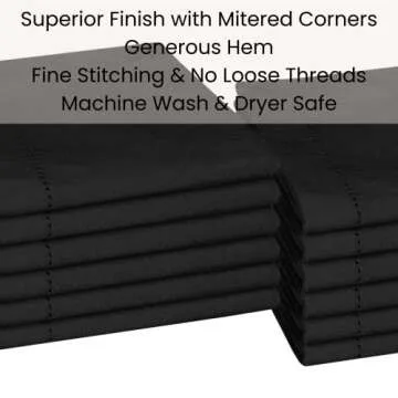 Linen Hub 12-Pack Hemstitch Cloth Dinner Napkins - 100% Cotton